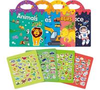 Lot de 4 livres d'autocollants réutilisables, jouets pour enfants de 2, 3, 4 ans, jouets éducatifs, cadeaux d'anniversaire
