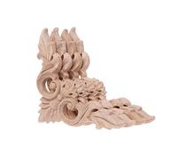 Lot de 4 longues appliques de sculpture sur bois pour décoration de meubles et sculpture sur bois créative non peinte, décorations d'intérieur