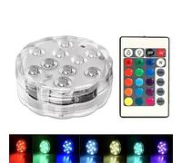 Lot de 4 Lumières LED Piscine Multicolores IR(1PCS) | Télécommande IR 24 touches, 7 couleurs RGB, modes pour flash/ pour strobe/fade/smooth, étanche IP68, ambiance festive