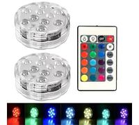 Lot de 4 Lumières LED Piscine Multicolores IR(2PCS) | Télécommande IR 24 touches, 7 couleurs RGB, modes pour flash/ pour strobe/fade/smooth, étanche IP68, ambiance festive