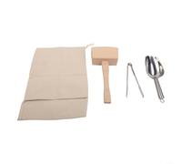Lot de 4 maillets en bois de hêtre 25 x 11 cm avec poignée ergonomique pour le travail du bois, le maroquinerie et le brise-glace, idéal pour les projets de bricolage de charpentier