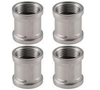 Lot de 4 manchons en acier inoxydable - Double mamelon 1/2" IG/IG - Filetage intérieur 1/2" - Adaptateur DN15 - Pour raccord de tuyau
