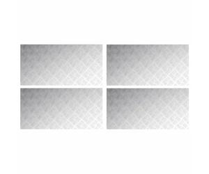 Lot de 4 marches rectangulaires en aluminium argenté, 100 x 50 cm | Utilisation intérieure extérieure, motif diamant coulissant, installation simple, nettoyage facile