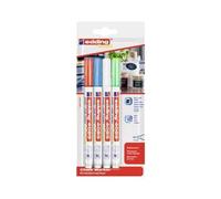 edding Marqueur craie liquide 4085 1–2 mm pointe ogive – lot 4 (bleu, vert fluorescent, rouge, blanc)