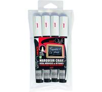 Uni Ball Marqueur craie Chalk blanc – Pointe ogive moyenne 1,8 mm – Pochette de 4