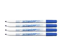 BIC Feutres tableau blanc Velleda 1721 - Effaçables à sec, pointe conique fine - Bleu, blister 4