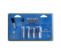 LEMAN Mèches bois pour défonceuse 428.700.04 - Lot de 4 droites carbure queue 8 mm