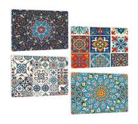Lot de 4 Méditerranéen Style Set de Table - Sets de Table Lavable en Plastique PVC Cuir - Antidérapant - Facile à Nettoyer - Imperméable - Tapis de Table - Taille A3 (Mosaïque)