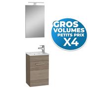 Lot de 4 Meubles Mia 39x61x28 cm avec miroir, lavabo et éclairage LED, Cordoba (MIASET40C-GVP04)