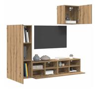 Lot de 4 meubles TV muraux - vidaXL - bois d'ingénierie - chêne artisanal - 4 portes - 12 étagères - 40,5 x 30 x 102 cm 483fdb32x