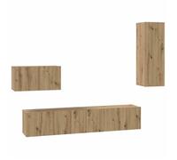 Lot de 4 Meubles TV muraux - vidaXL - rangement TV mural - bois d'ingénierie - chêne artisanal - 160 x 30 x 30 cm - avec porte{rae32