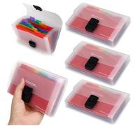 Lot de 4 mini chemises à documents format A6 18 x 11,4 x 4,1 cm, organiseur de poche arc-en-ciel à 13 compartiments extensibles avec 12 étiquettes