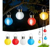 Lot de 4 Mini Lampion Solaire Exterieur, LED Lampe Solaire Jardin Résistantes aux Intempéries, Lanterne Solaire Suspendue Étanche en Nylon, Pour Patio, Terrasse, Jardin, Mariage, Fête, d'Halloween