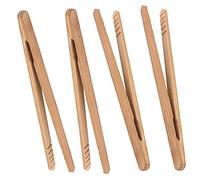Lot de 4 mini pinces à toast en bambou de 17,8 cm avec design antidérapant, idéales pour servir des aliments, grille-pain, pain, cornichons, sucre, barbecue