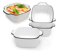 Lot de 4 Mini Plats à Gratin Carrés en Céramique,14,9x11,5x5,7 CM,avec Poignées,Céramiques Plats de Cuisson,Friteuse à air Chaud