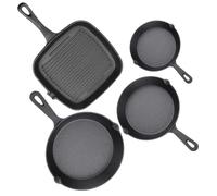Lot de 4 mini poêles de cuisson en fonte, pré-assaisonnées, avec poignées en silicone, adaptées aux plaques à induction et pour le camping