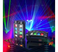 Lot de 4 Mini Spider - Projecteurs à tête mobile - LED RGBW 60 W - DMX512, 11/19 canaux - Activation sonore, maître-esclave - 8×3 W, 2×24 bandes de pixels - 90–240 V - Rouge