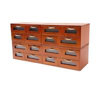 Lot de 4 mini tiroirs en bois vintage à 16 tiroirs, 60 x 18,5 x 30,4 cm, chaque petit tiroir : 10 x 5,4 cm