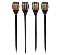 Lot de 4 mini-torches solaires, LED, effet flamme, lumière blanc chaud, hauteur 70 cm
