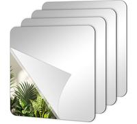 Lot De 4 Miroirs Adhésifs Autocollants,Miroir Acrylique À Coller,15X15Cm,Stickers Muraux,Miroir Acrylique,Miroir Mural,Carre[AT4]