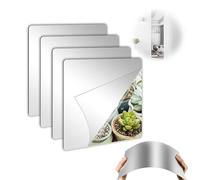 Lot de 4 miroirs autocollants pour carrelage - Miroir flexible - Autocollants muraux - Bricolage - Décoratif - Pour chambre à coucher, salon, armoire, porte, 15 x 15 cm