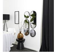 Lot de 4 Miroirs - HOME DECO FACTORY - Versa - Rond et Ovale - Noir