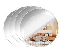 Lot de 4 miroirs muraux en acrylique HD - Grands autocollants ronds - Incassables - Sans cadre - Pour décoration de salle de maquillage, fête de mariage - 30 x 30 cm (2 mm)