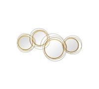 HOMCOM Miroirs muraux ronds - Ensemble de 4 - métal doré - 107 x 56 cm
