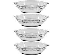 Lot de 4 moule en verre fileté, plateau réfractaire rond avec poignées latérales, plat à four moule de cuisson, capacité 0.6 L - Longueur 20.2 x Profondeur 17.9 x Hauteur 3.9 cm -JUANIO- Transparent G