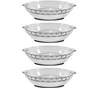 Lot de 4 moule en verre fileté, plateau réfractaire rond avec poignées latérales, plat à four moule de cuisson, capacité 1.6 L - Longueur 28.3 x Profondeur 25.4 x Hauteur 4.7 cm -JUANIO- Transparent G