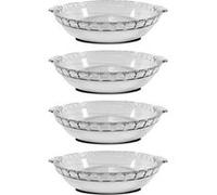 Lot de 4 moule en verre fileté, plateau réfractaire rond avec poignées latérales, plat à four moule de cuisson, capacité 1.3 L - Longueur 25.7 x Profondeur 22.8 x Hauteur 4.7 cm -JUANIO- Transparent G