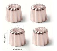 Lot de 4 Moules à Canelés en Cuivre, Diamètre 45 mm, Moules Traditionnels Pâtisserie