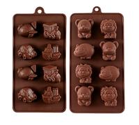 Lot de 4 moules à gâteaux en silicone à 8 cavités pour chocolat, gelée, bonbons, muffins, savon, desserts à faire soi-même pour fêtes de Noël et du Nouvel An