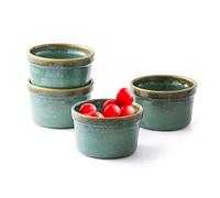Lot de 4 Moules à Soufflé, 240 mL Ramequins Rond, Bol à Sauce Tapas, Moules pour Pudding, Creme Brulee, Bol à Dessert, Four et Micro-onde Convient (Vert Cristal)