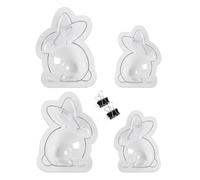 Lot de 4 moules en plastique 3D pour œufs de lapin, B | Moules en plastique antiadhésif pour gâteaux, chocolat, fondant, bonbons, présentoir flexible