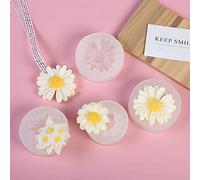 Lot de 4 moules en silicone en forme de fleur de camomille avec trou/camomille simple/quatre marguerites en un/marguerites simples pour décoration de bougies en résine