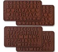 Lot de 4 moules en silicone en forme de lettres et chiffres pour décoration de gâteau d'anniversaire