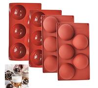 Lot de 4 moules en silicone - Forme sphérique - 5 trous - Forme ronde - Demi sphérique - Pour chocolat, gâteau, gelée, souris dôme