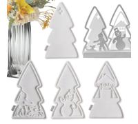 Lot de 4 moules en silicone réutilisables pour bougies de Noël | Moule en forme de sapin de Noël pour résine, argile, béton, résine époxy, savon, décoration intérieure, vacances, adultes