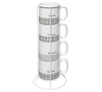 Lot de 4 Mugs & Rack Design ""Life"" 24 lanc