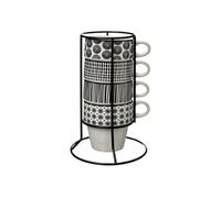 - Lot de 4 Mugs sur Rack "Bohemia" 26cl Blanc