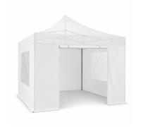 Lot de 4 murs pour tonnelle pliante pro 3 x 3 m TERRE JARDIN - Blanc - Polyester enduit PVC 260 g/m² - Fenêtres et porte zip