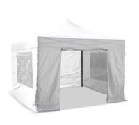 Lot de 4 murs pour tonnelle pliante pro 3 x 4 5 m TERRE JARDIN blanc - fenêtres et porte zip