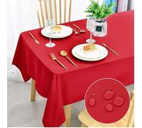 Lot de 4 Nappe anti-taches lavable, imperméable, pour salle à manger, jardin, fête, mariage ou maison, rouge, 147 x 259 cm