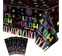 Lot de 4 nappes de fête fluorescentes néon - Nappes en PE néon luminescentes - Nappes à lumière noire - Décorations de fête néon - Décoration fluorescente - Glow in the Dark - Accessoires de fête
