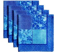 Lot de 4 nappes en coton, lavables, 45 x 45 cm, idéales pour les soirées d'été, pour un usage domestique, pour les fêtes dans le jardin ou au bord de la piscine, nappe bleue