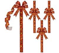 Lot de 4 nœuds décoratifs LED réutilisables avec lumière chaude pour | Long ruban d'armoire Halloween pour salon, chambre à coucher, entrée, cheminée, maison de campagne, fête, fête