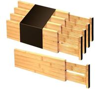 Lot de 4 organiseurs de tiroirs réglables en bambou