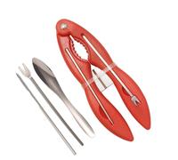 Lot de 4 outils de cueillette de fruits de mer en acier inoxydable - Pince à crabe, pince de homard, outils ergonomiques antidérapants pour fruits de mer, casse-noix pour pattes de crabe, cuisine,