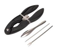 Lot de 4 outils de cueillette de fruits de mer en acier inoxydable - Pince à crabe, pince de homard, outils ergonomiques antidérapants pour fruits de mer, casse-noix pour pattes de crabe, cuisine,